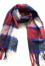 Sjaal blauw rood crème geruit Sjaal blauw rood crème geruit