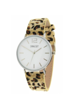 Ernest Ernest horloge leopard beige/zilver L