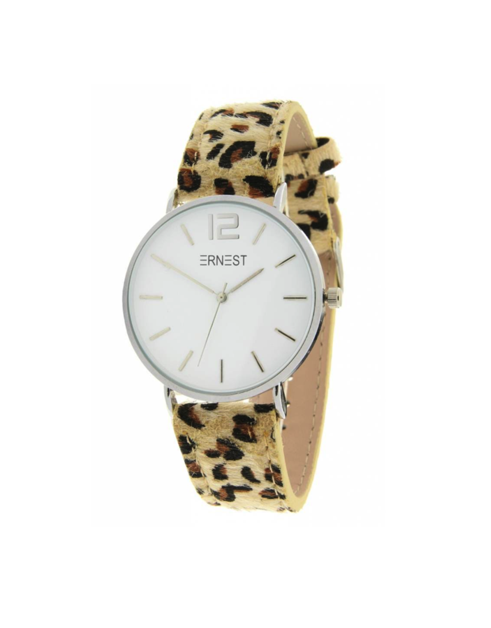 Ernest Ernest horloge leopard beige/zilver S