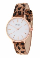 Ernest Ernest horloge leopard bruin/rose  S