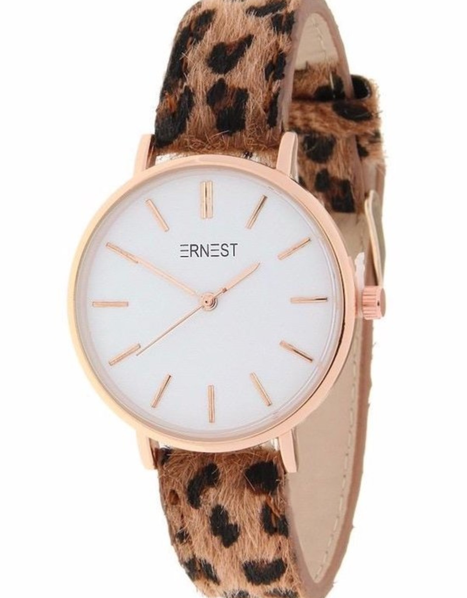Ernest Ernest horloge leopard bruin/rose  S