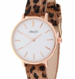 Ernest Ernest horloge leopard bruin/rose  S