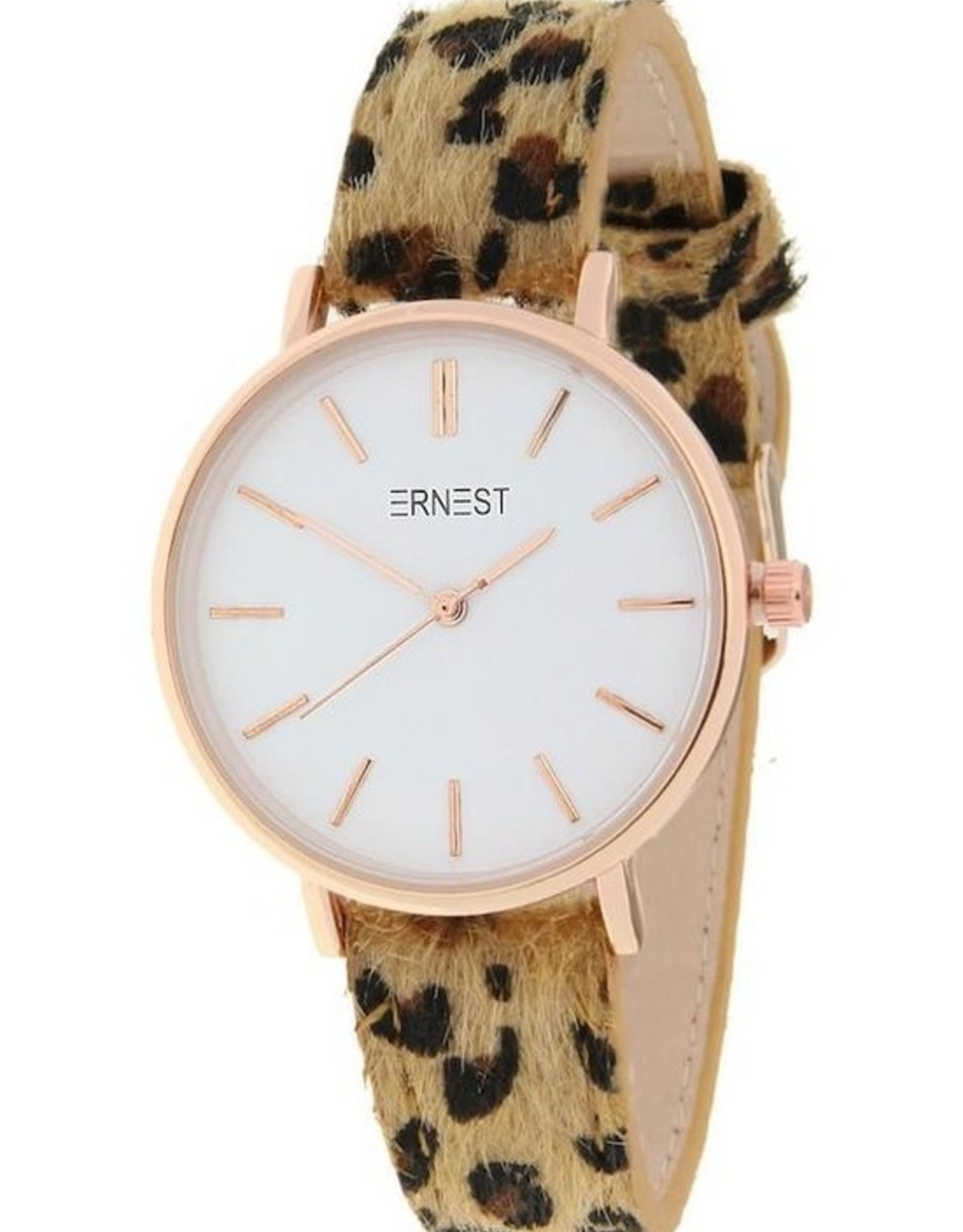 Ernest Ernest horloge leopard beige/rosé S