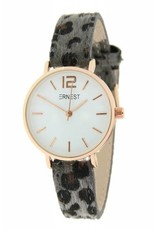 Ernest Ernest horloge leopard grijs/rose S