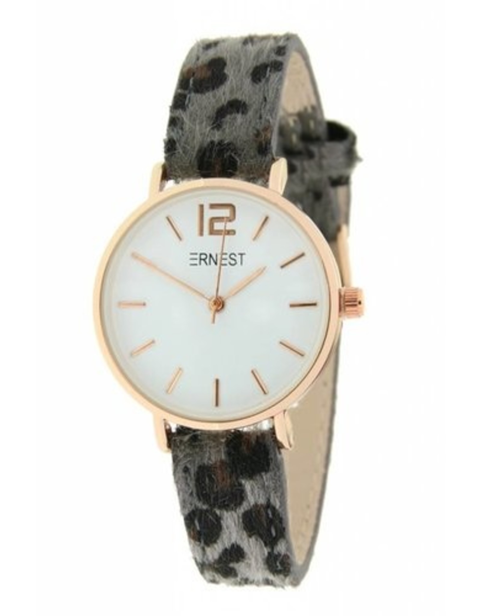 Ernest Ernest horloge leopard grijs/rose S