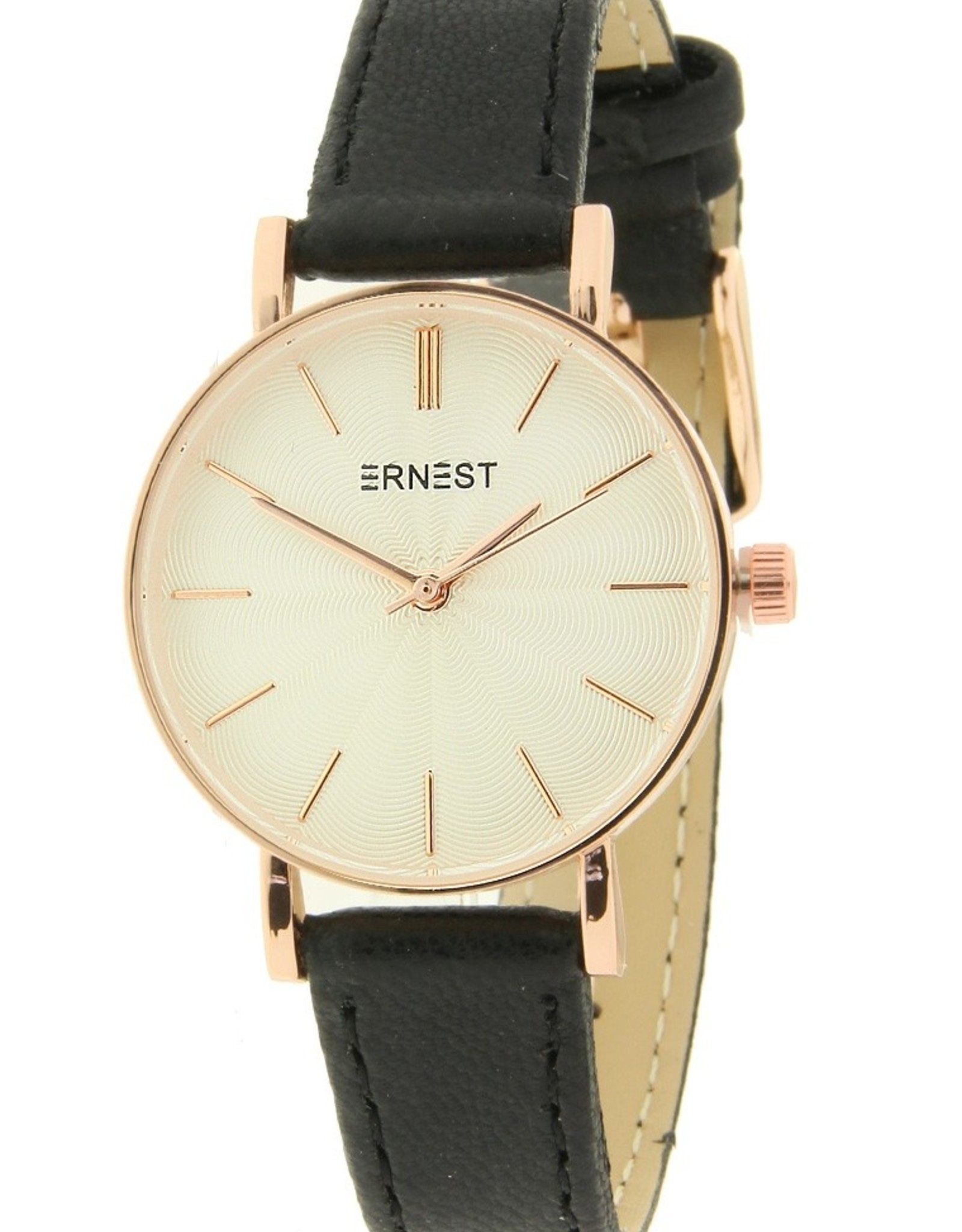 Ernest Ernest horloge zwart/wit  rosé mini