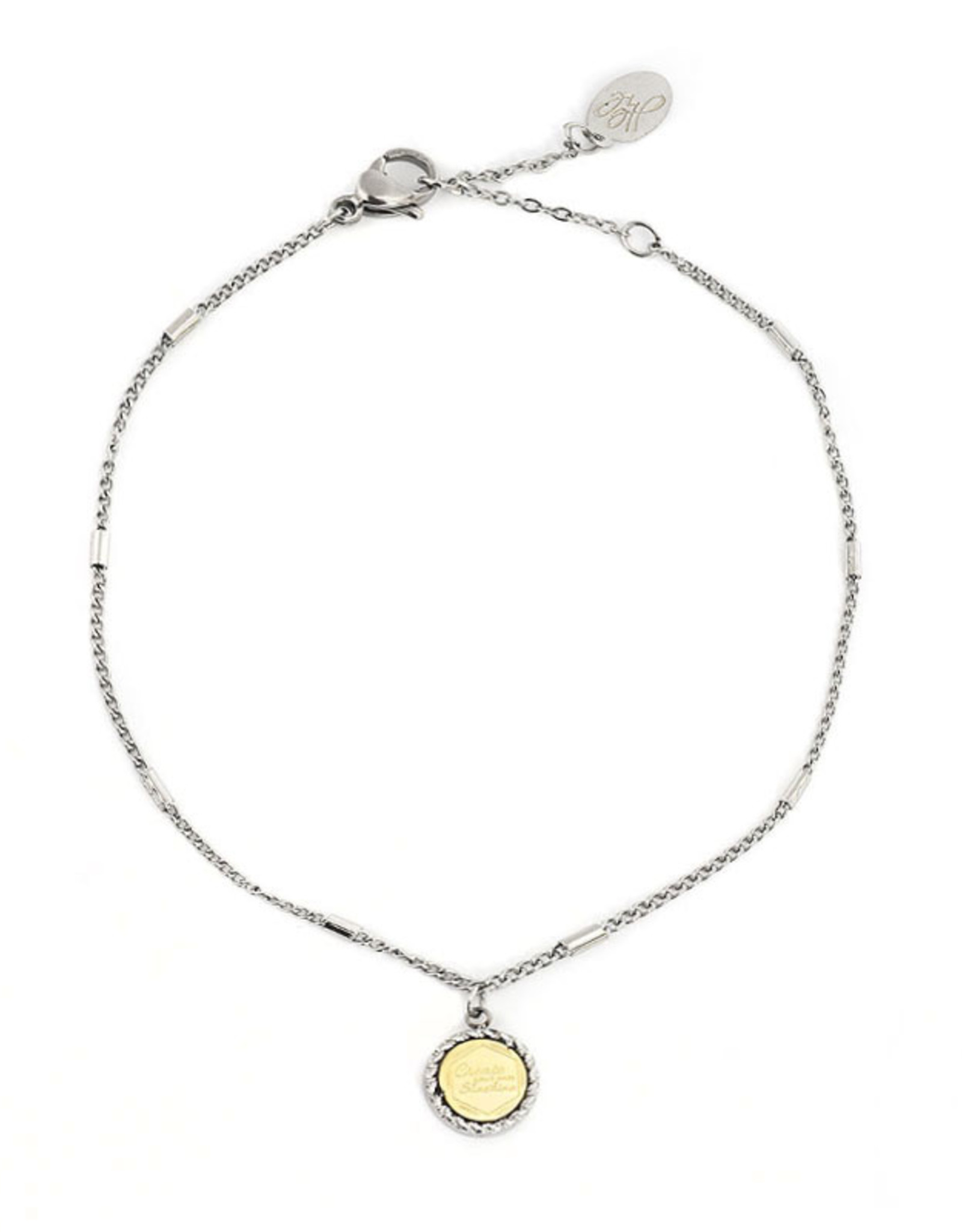 Zilveren  armband glimmende bedel