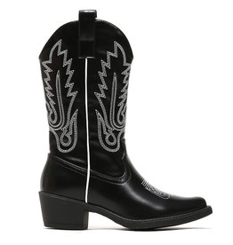 Cowboy laarzen hoog met stiksels zwart/wit