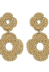 Oorbellen kralen bloemen beige