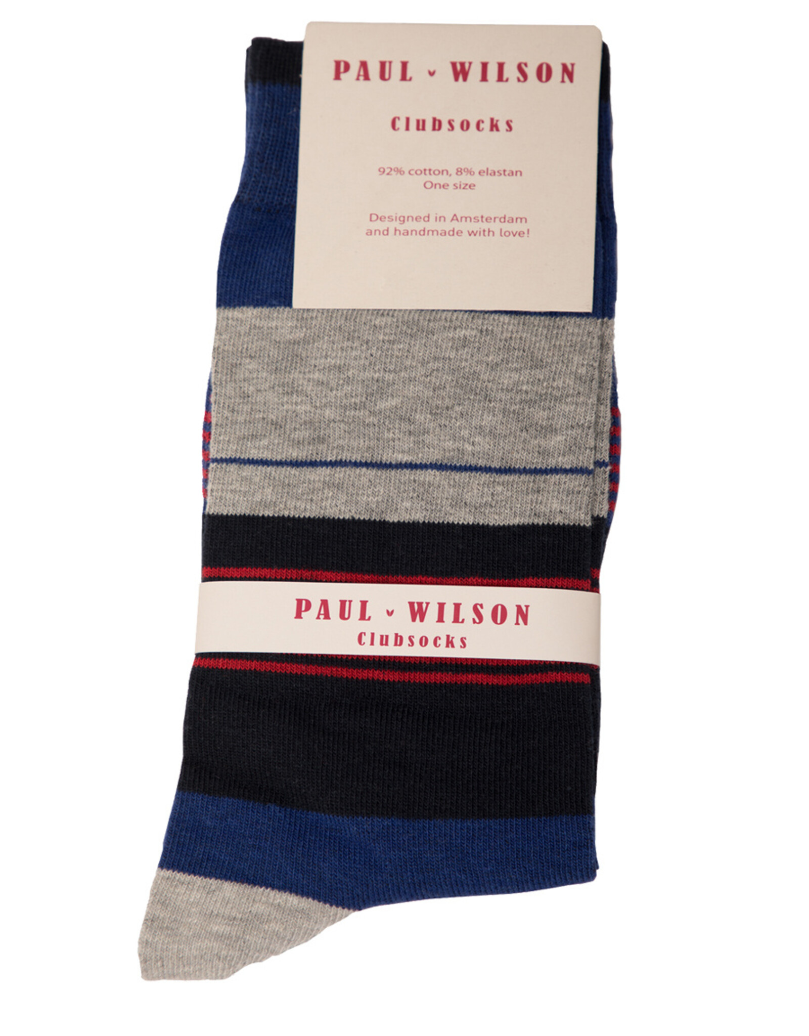 Paul Wilson Herensokken Paul Wilson - Gestreept navy, cobalt, grijs, rood