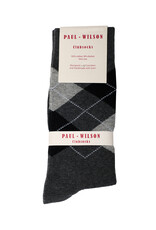 Paul Wilson Herensokken Paul Wilson - Geruit zwart, grijs, wit