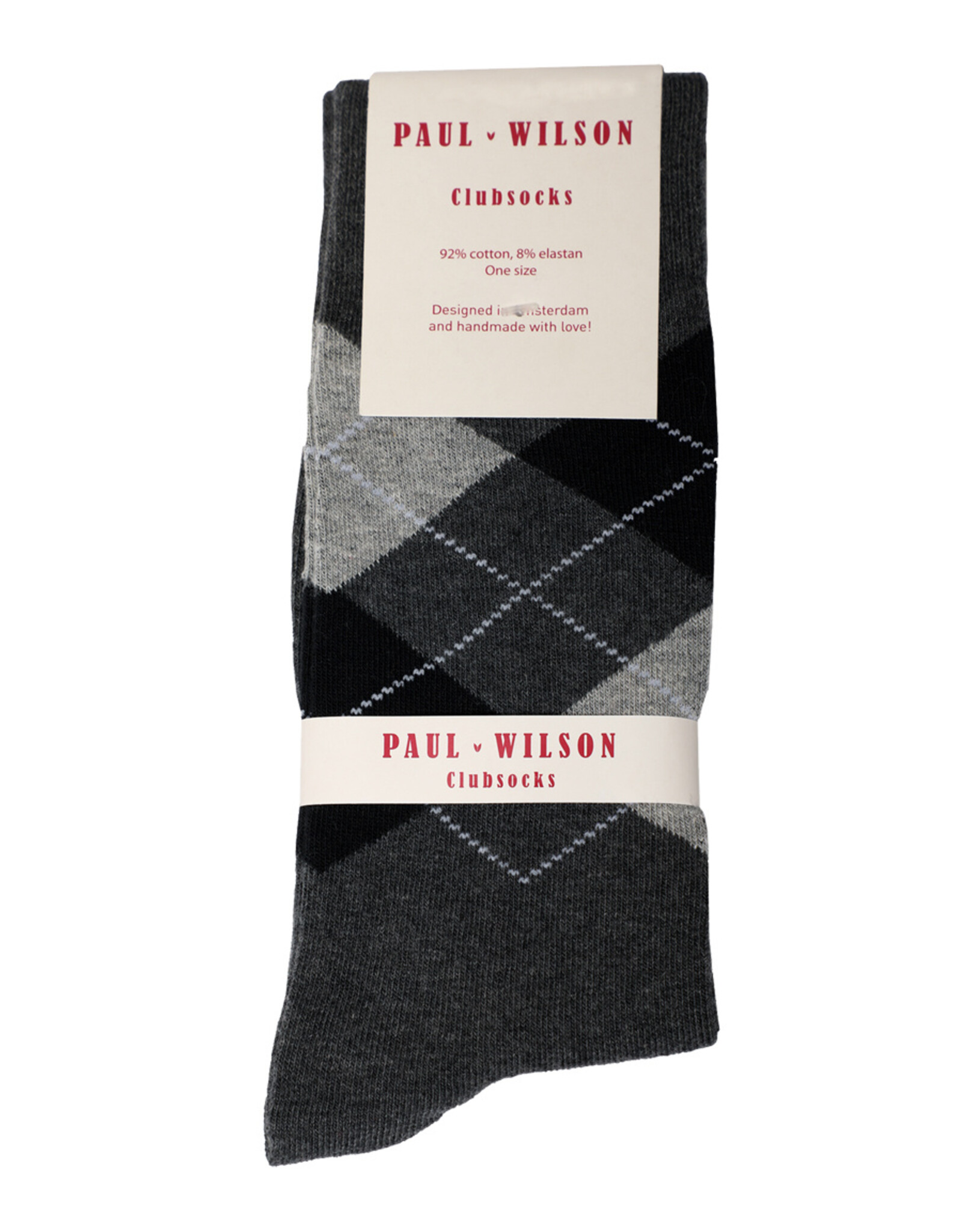 Paul Wilson Herensokken Paul Wilson - Geruit zwart, grijs, wit