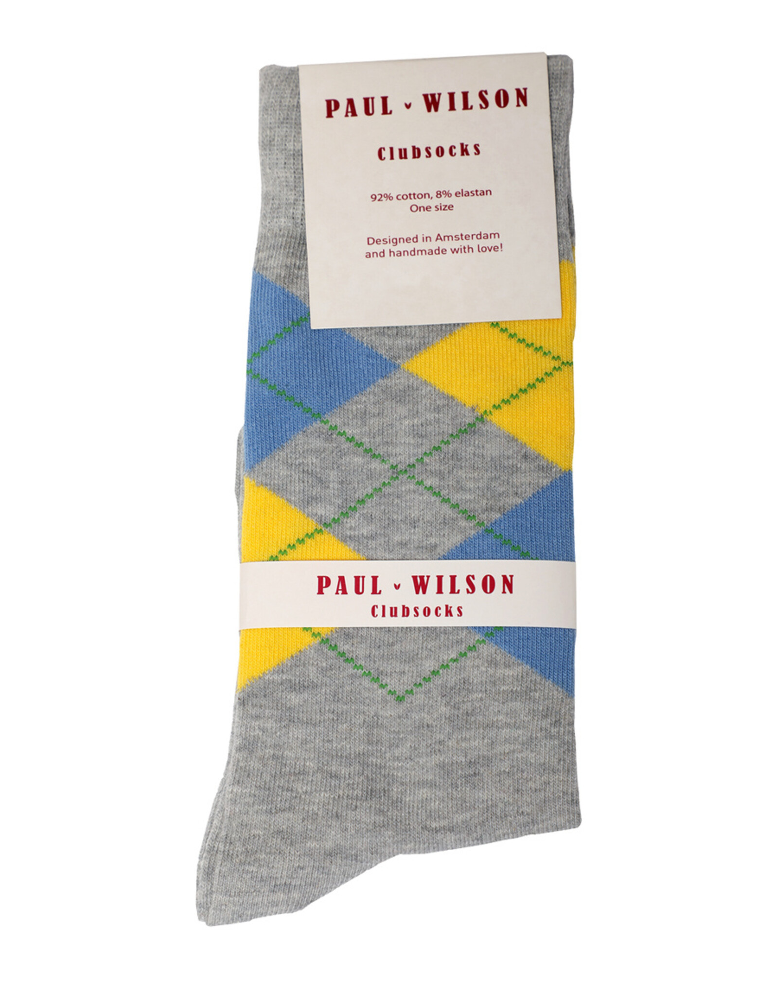Paul Wilson Herensokken Paul Wilson - Geruit grijs, blauw, geel