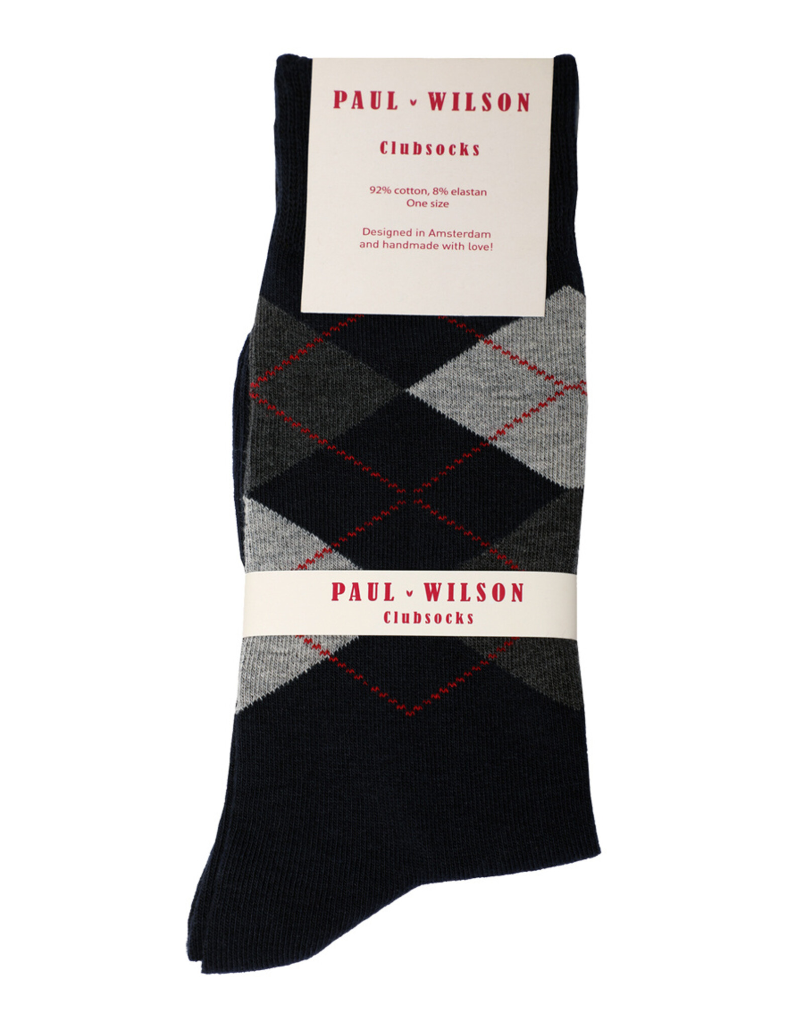 Paul Wilson Herensokken Paul Wilson - Geruit zwart, grijs, rood