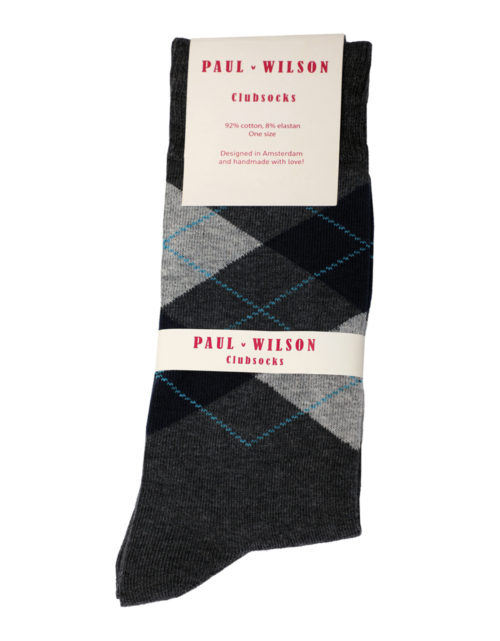 Paul Wilson Herensokken Paul Wilson - Geruit zwart, grijs, blauw