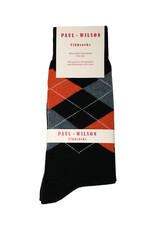 Paul Wilson Herensokken Paul Wilson - Geruit zwart, blauw, oranje