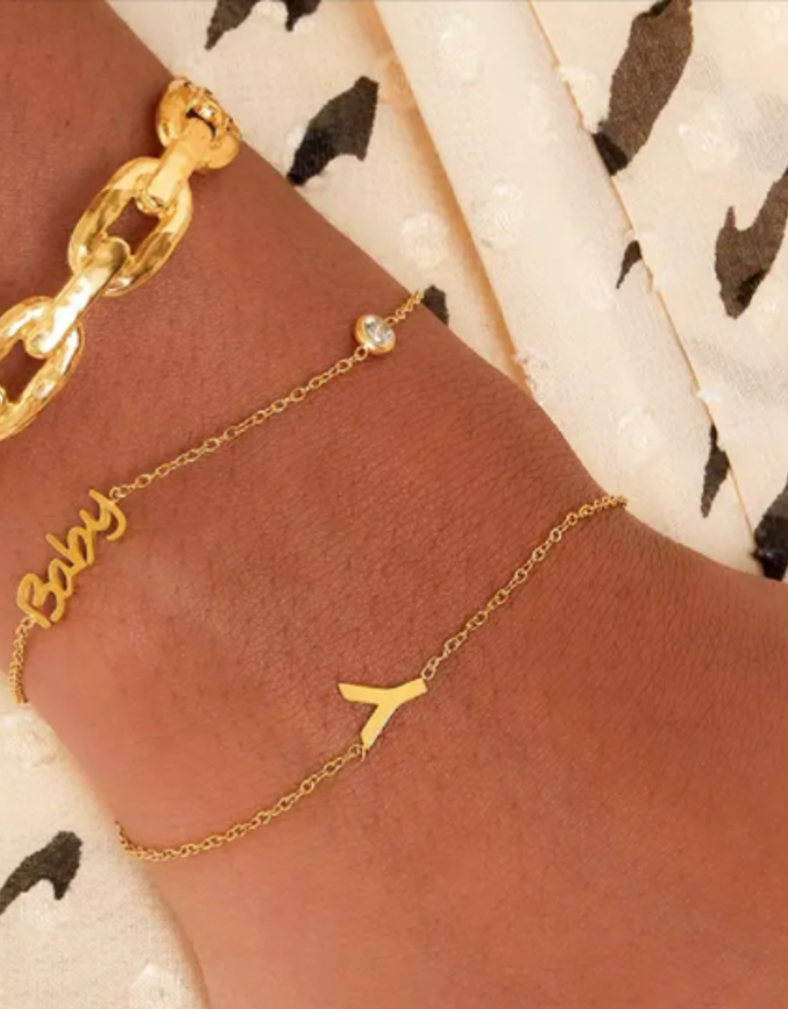 Geboortesteen armband baby - goud