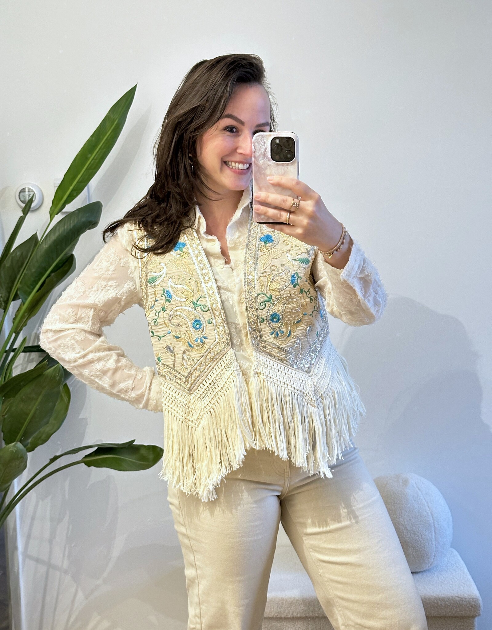 Gilet creme Ibizastijl