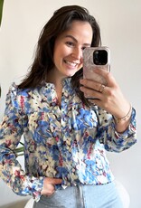 Bloemen blouse blauw