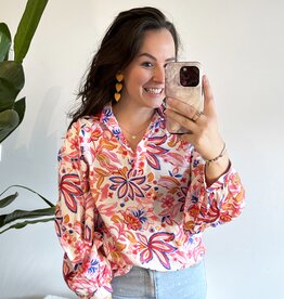 Bloemen blouse roze