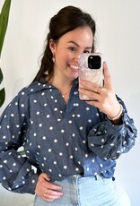 Spijkerblouse met broderie Spijkerblouse met broderie