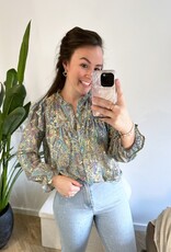 Gekleurde blouse groen met goud