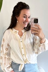 Witte blouse bloemen broderie Witte blouse bloemen broderie