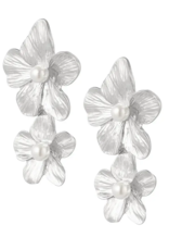 Oorbellen pearl flowers - zilver