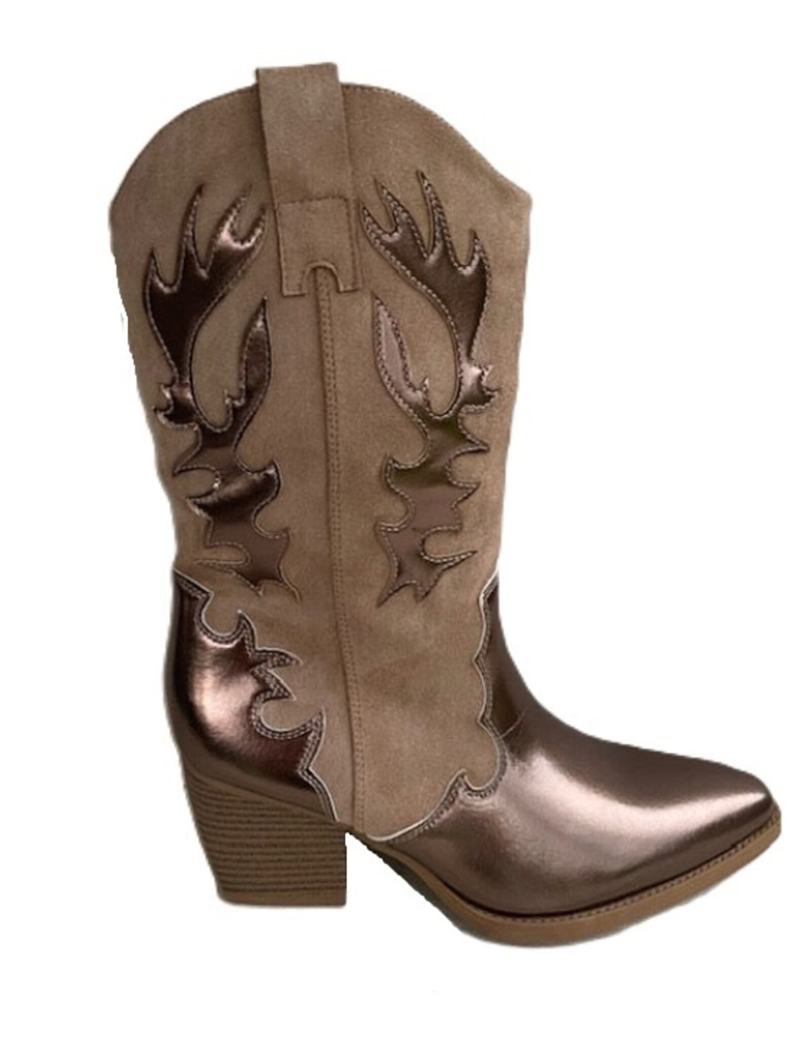 Cowboy laarzen hoog khaki/metallic