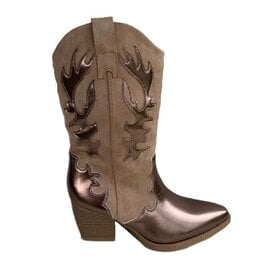 Cowboy laarzen hoog khaki/metallic