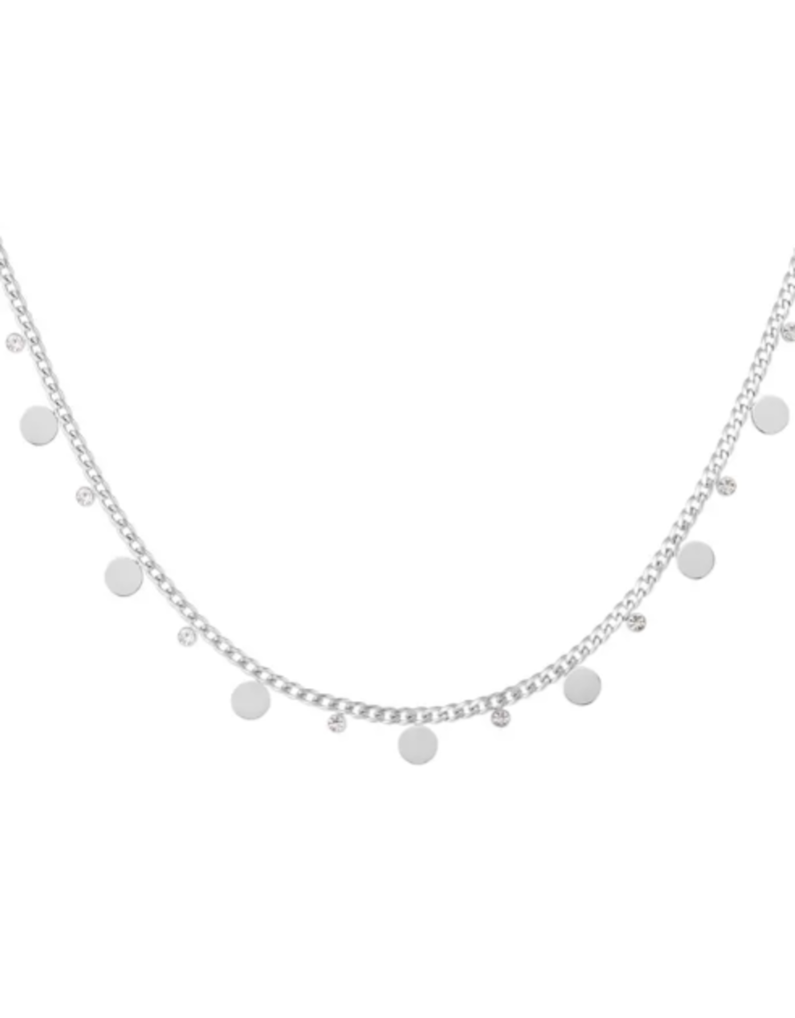 Ketting circles with rhinestones - zilver