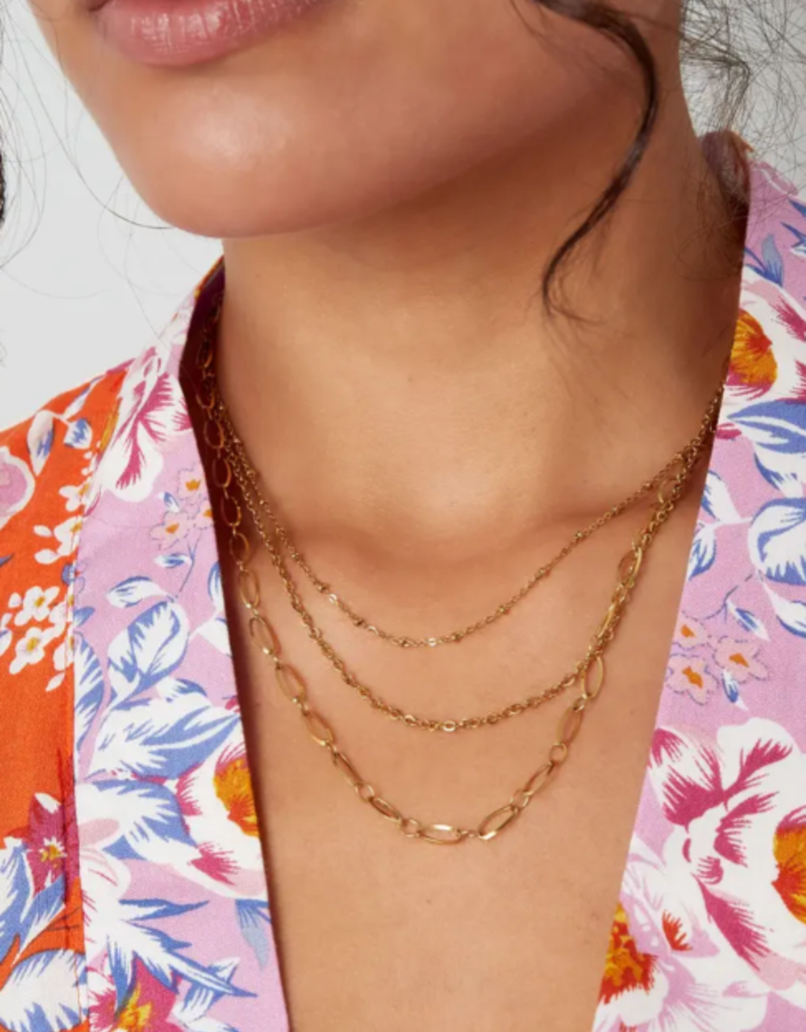 Ketting three double - goud