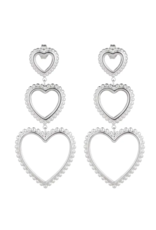 Oorbellen 3 hartjes - zilver