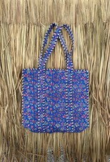 Ibiza shopper -  bloemen blauw/roze