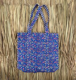 Ibiza shopper -  bloemen blauw/roze