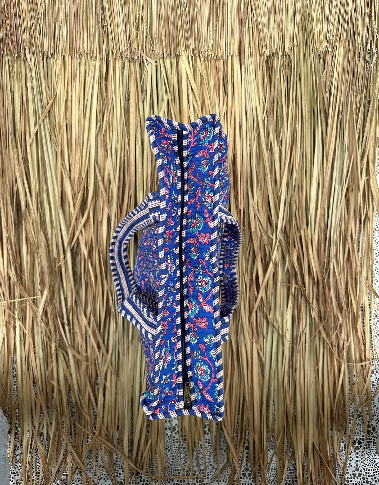Ibiza shopper -  bloemen blauw/roze