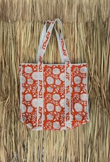 Ibiza shopper - bloemen oranje/wit