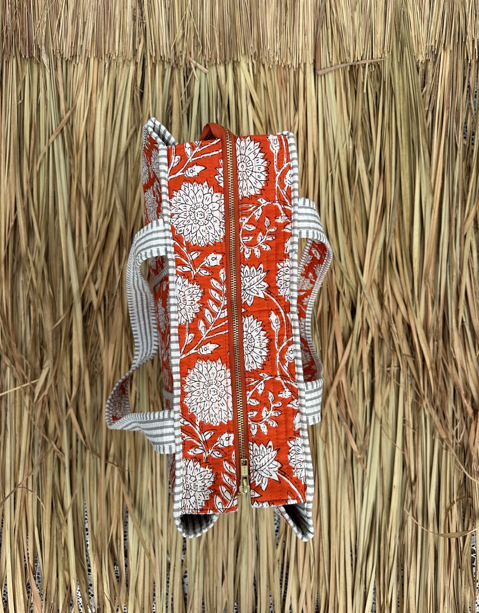 Ibiza shopper - bloemen oranje/wit
