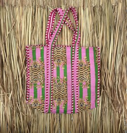 Ibiza shopper -  tijgers roze/groen