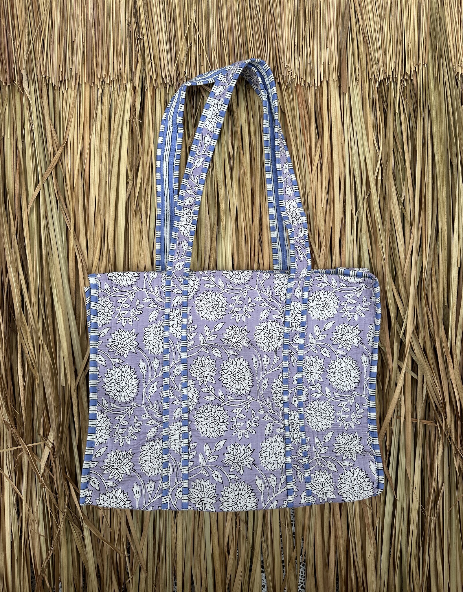 Ibiza shopper -  bloemen lila/wit