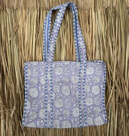 Ibiza shopper -  bloemen lila/wit