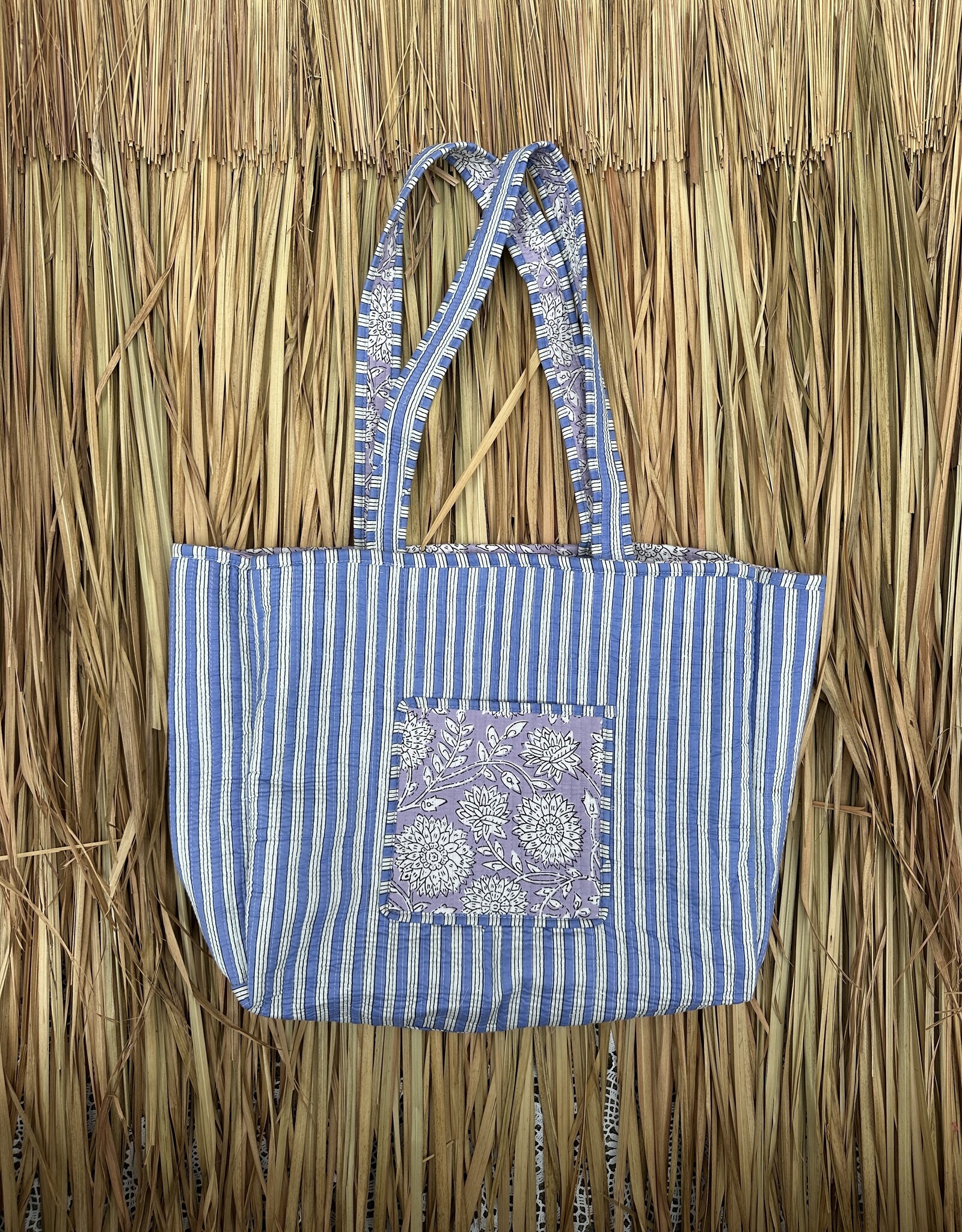 Ibiza shopper -  bloemen lila/wit