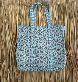 Ibiza shopper -  bloemen blauw/grijs