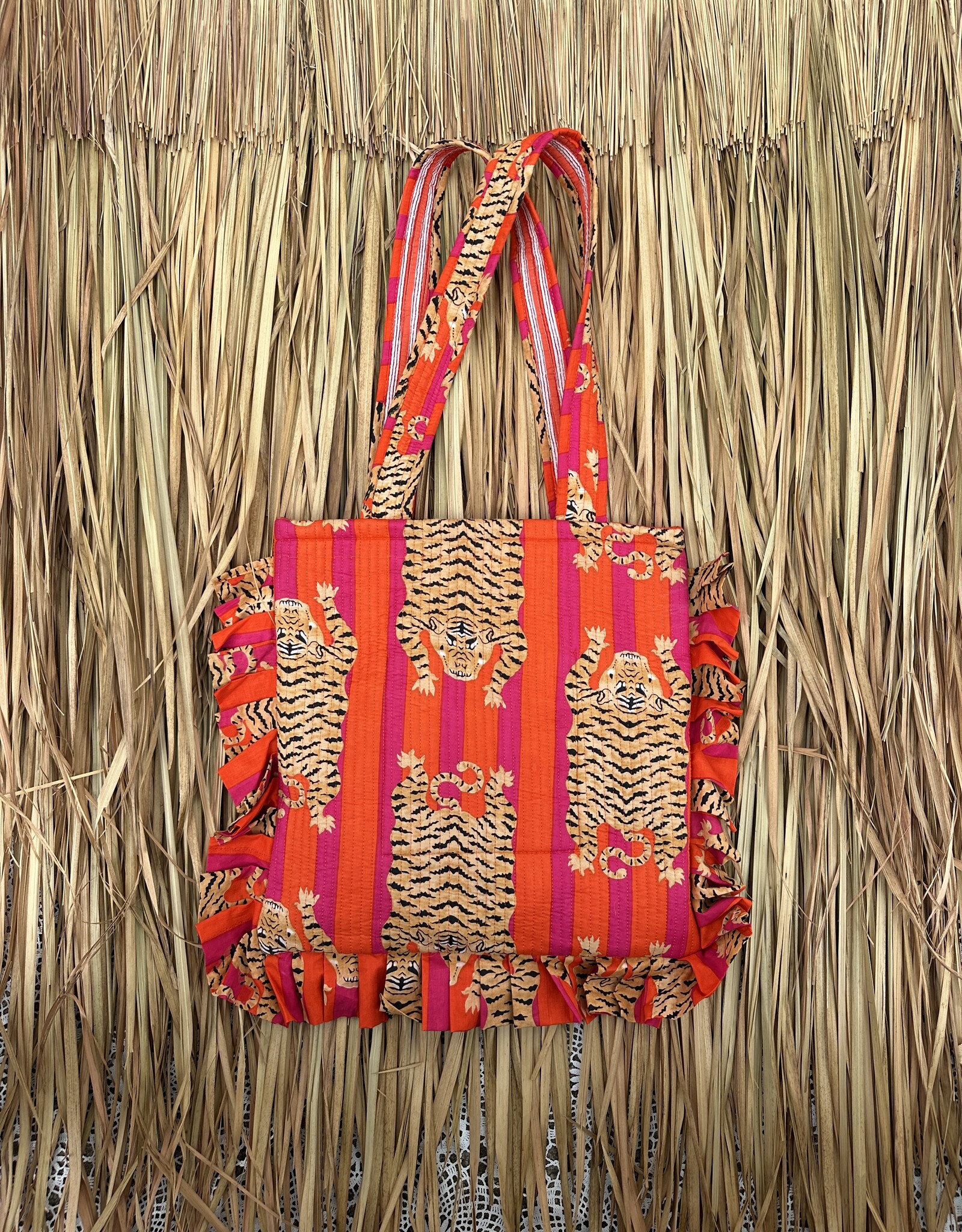 Ibiza tas - tijgers roze/oranje