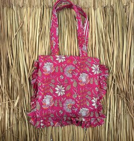 Ibiza tas - bloemen roze/wit