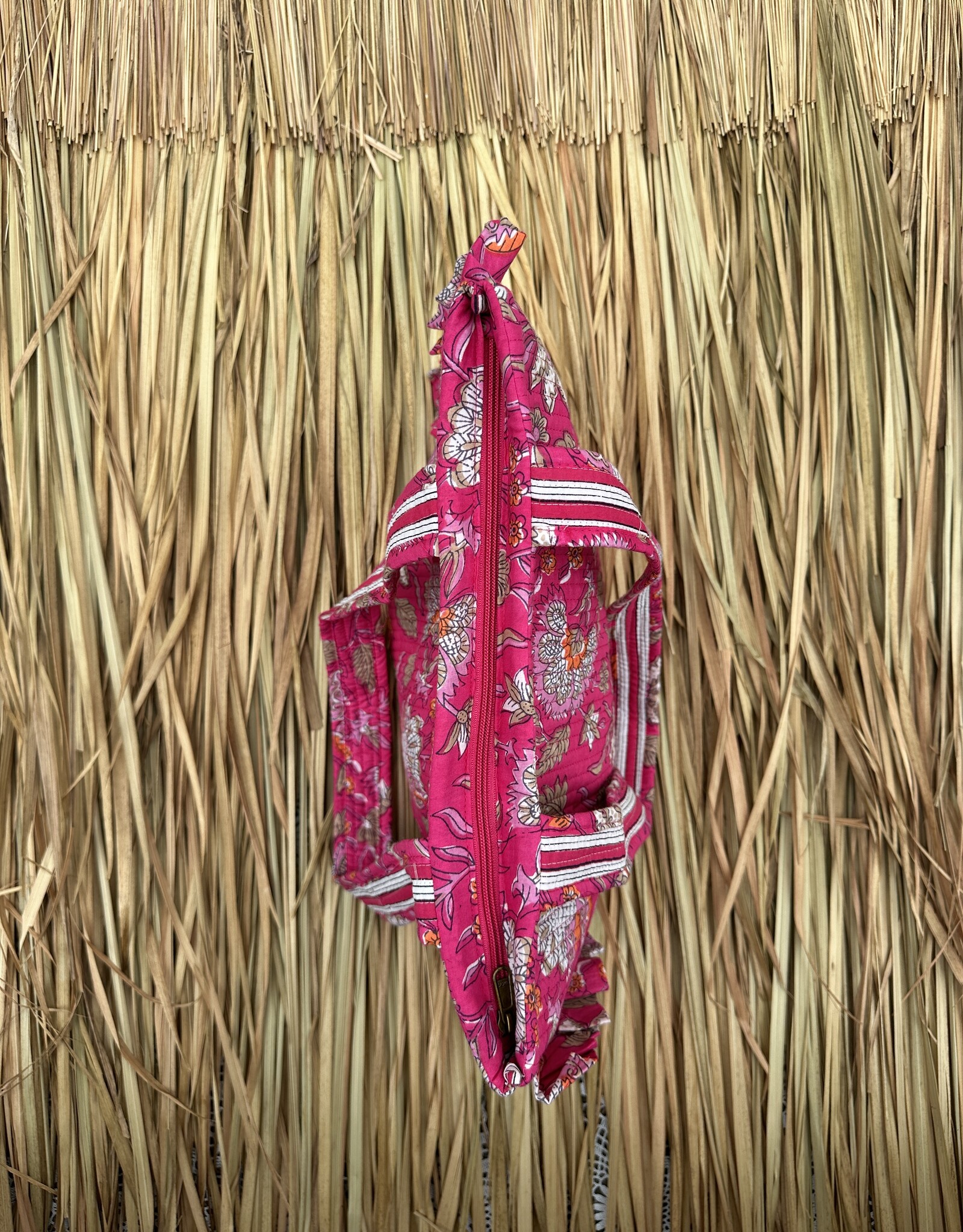 Ibiza tas - bloemen roze/wit