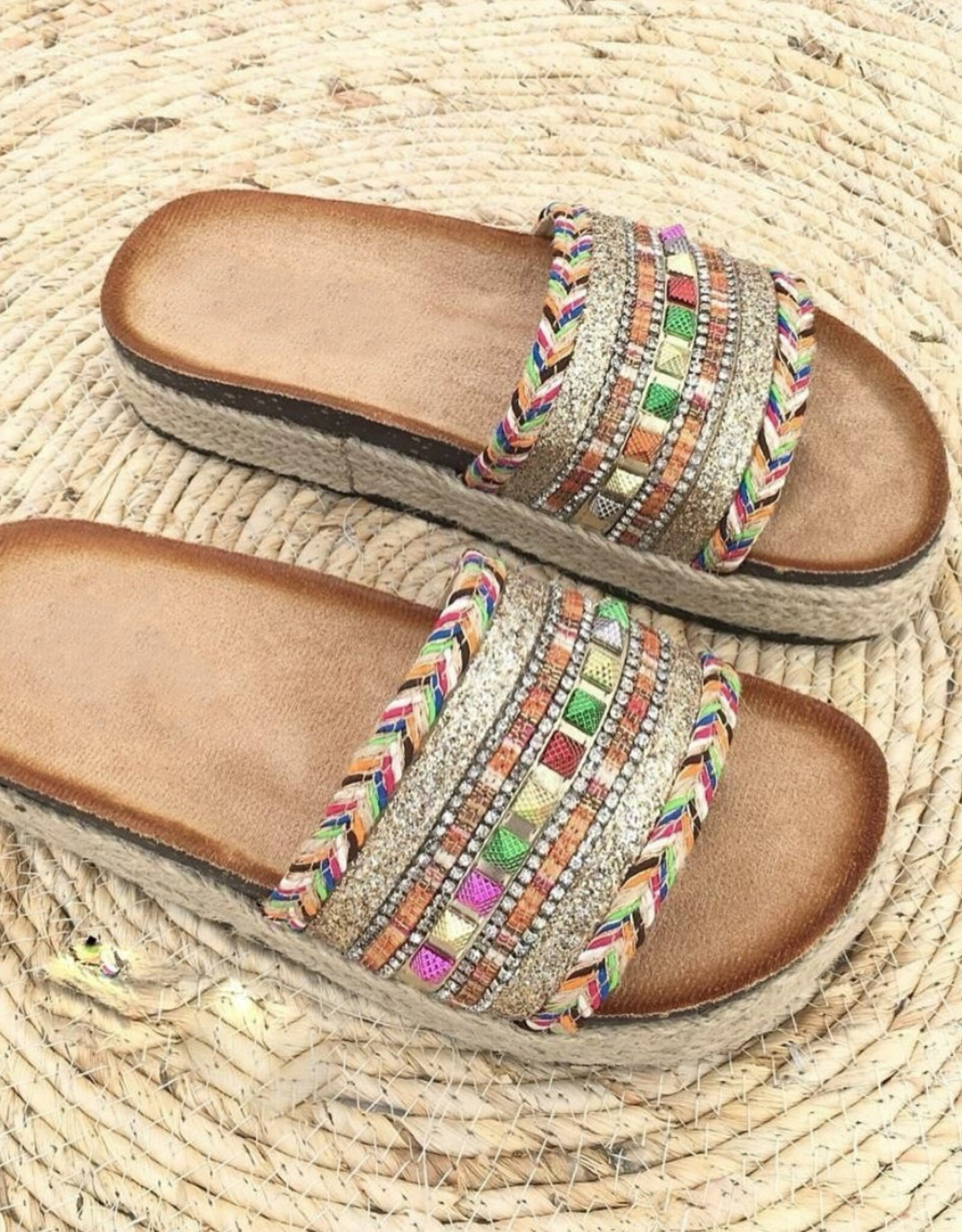 Ibiza slippers goud/gekleurd