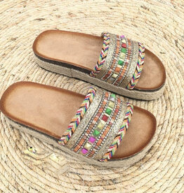 Ibiza slippers goud/gekleurd