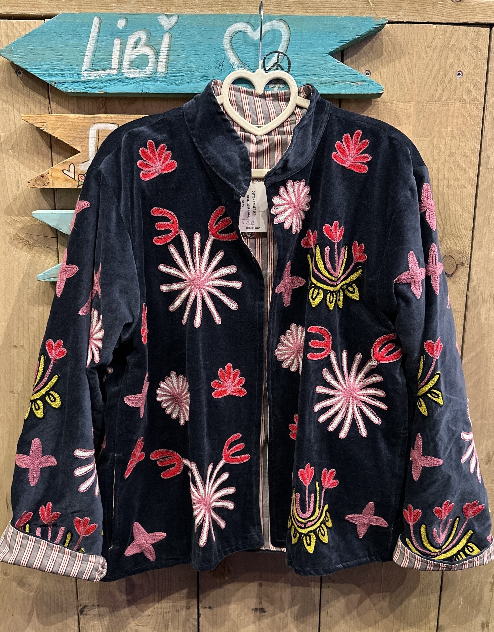 Suzani velvet jasje – donkerblauw panters