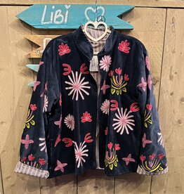 Suzani velvet jasje – donkerblauw panters